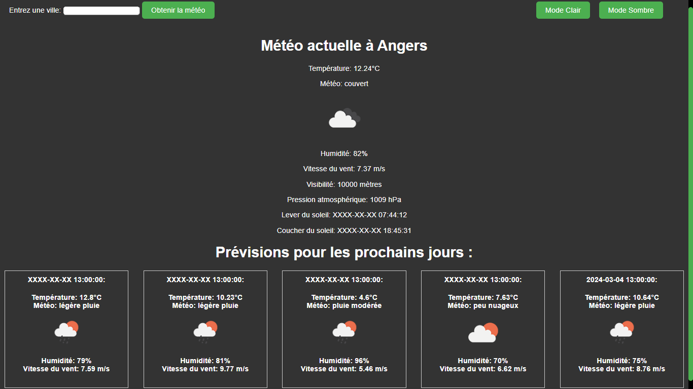 Exemple d'utilisation de l'application météo